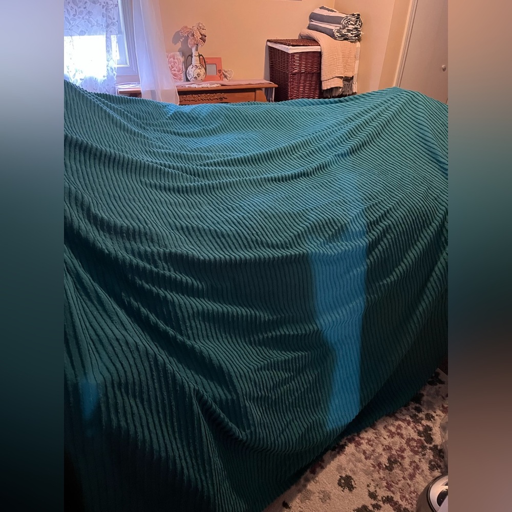 Teal Textured Ribbed Lightweight Blanket~100% Cotton~ King or Cal King